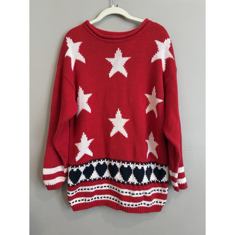 Pullover Sweater 1994 SML Sport Vintage White Blue Red  Size Lrg USA Patriotic